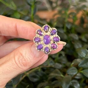 Sterling Silver Purple Turquoise Floral Ring